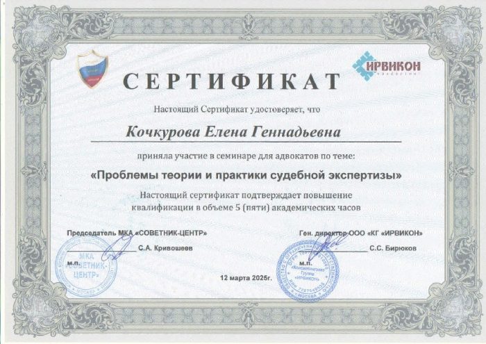 Адвокат Кочкурова Елена Геннадьевна — изображение 2