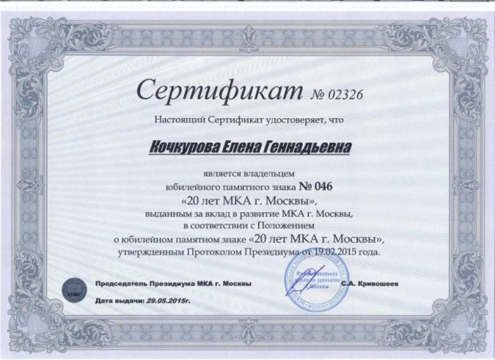 Адвокат Кочкурова Елена Геннадьевна — изображение 4